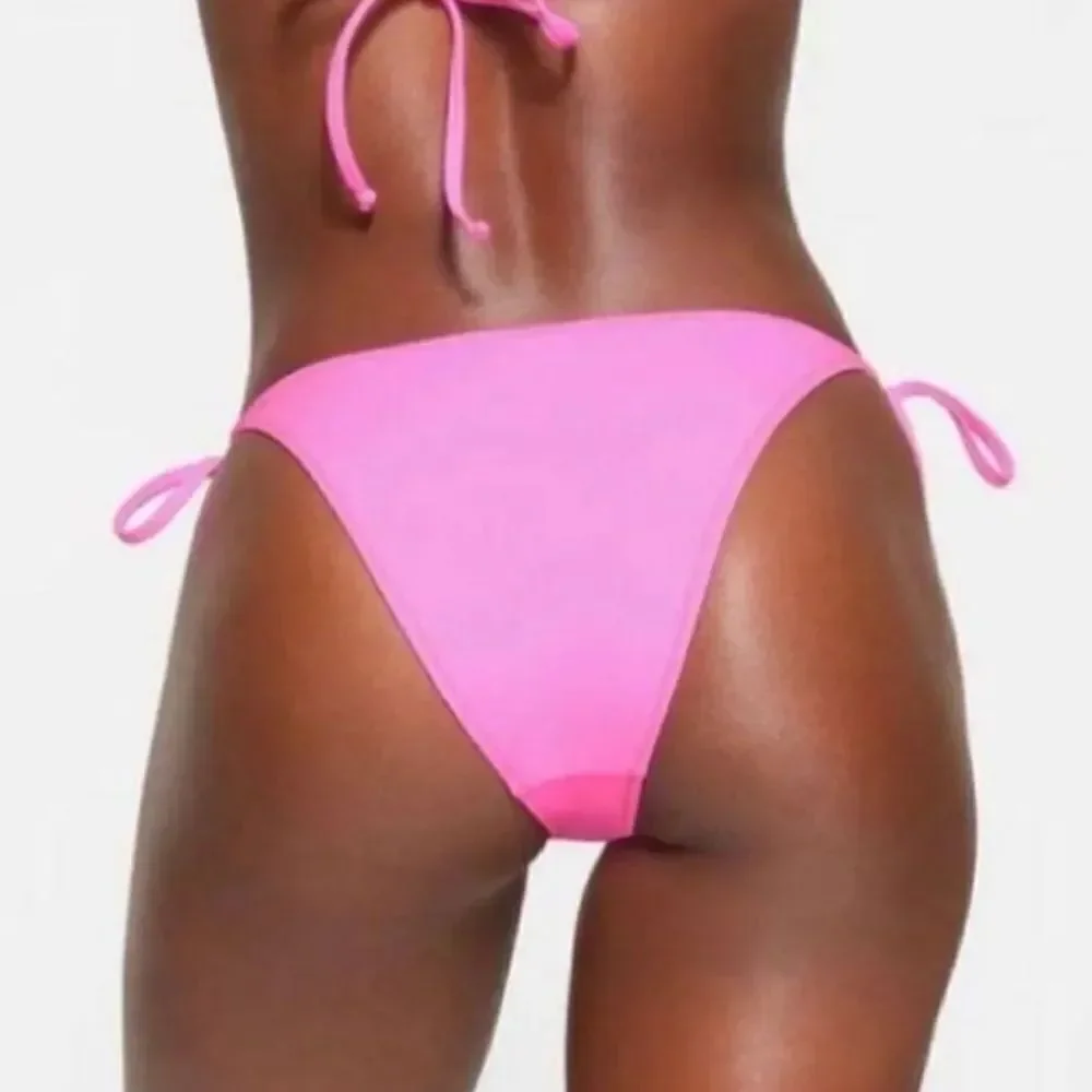 NWT SKIMS Recycled Swim Low Rise Tie Bikini Bottom In Pink Taffy Swim Bottoms